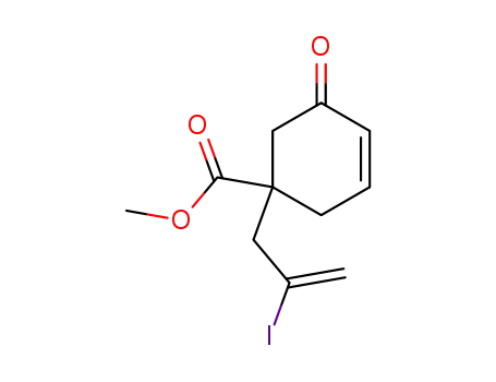 Molecular Structure of 87994-95-4 (3-Cyclohexene-1-carboxylic acid, 1-(2-iodo-2-propenyl)-5-oxo-, methyl
ester)