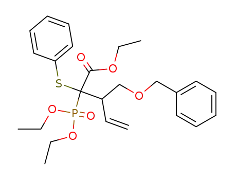 Molecular Structure of 113138-78-6 (4-Pentenoic acid,
2-(diethoxyphosphinyl)-3-[(phenylmethoxy)methyl]-2-(phenylthio)-, ethyl
ester)