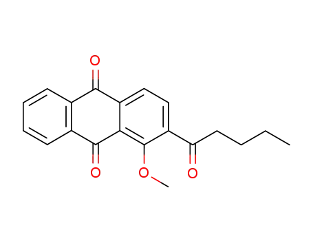 Molecular Structure of 81755-74-0 (9,10-Anthracenedione, 1-methoxy-2-(1-oxopentyl)-)