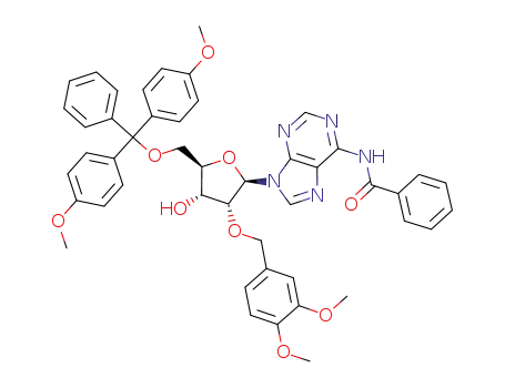 N-{9-[(2R,3R,4R,5R)-5-[Bis-(4-methoxy-phenyl)-phenyl-methoxymethyl]-3-(3,4-dimethoxy-benzyloxy)-4-hydroxy-tetrahydro-furan-2-yl]-9H-purin-6-yl}-benzamide