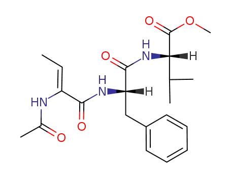 Molecular Structure of 84255-89-0 (L-Valine, N-acetyl-(Z)-2,3-didehydro-2-aminobutanoyl-L-phenylalanyl-,
methyl ester)