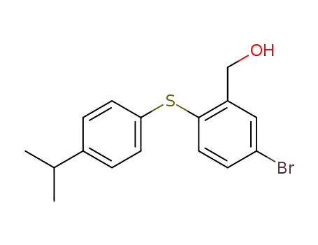 Molecular Structure of 91527-99-0 (Benzenemethanol, 5-bromo-2-[[4-(1-methylethyl)phenyl]thio]-)
