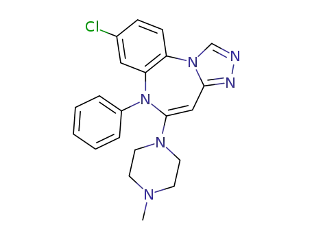 Molecular Structure of 153901-53-2 (6H-(1,2,4)Triazolo(4,3-a)(1,5)benzodiazepine, 8-chloro-5-(4-methyl-1-p iperazinyl)-6-phenyl-)