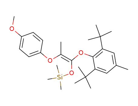 Molecular Structure of 92817-73-7 (Silane,
[[1-[2,6-bis(1,1-dimethylethyl)-4-methylphenoxy]-2-(4-methoxyphenoxy)-
1-propenyl]oxy]trimethyl-, (Z)-)