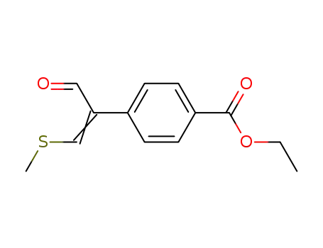 Molecular Structure of 82525-16-4 (Benzoic acid, 4-[1-formyl-2-(methylthio)ethenyl]-, ethyl ester)