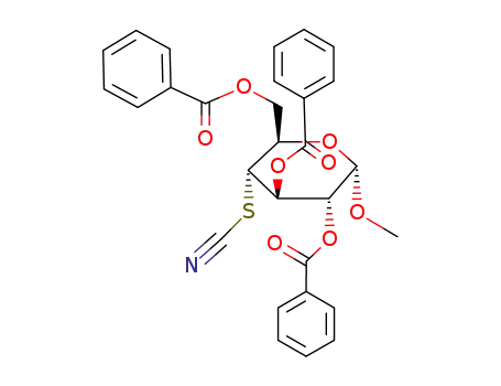 Molecular Structure of 13264-02-3 (methyl 2,3,6-tri-O-benzoyl-4-S-cyano-4-thio-α-D-glucopyranoside)