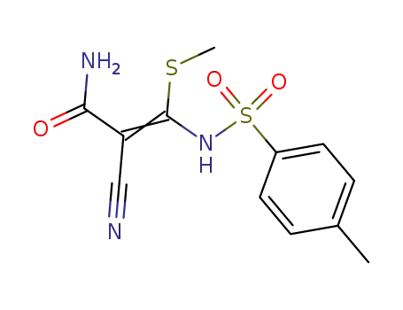 Molecular Structure of 131169-00-1 (2-cyano-3-methylthio-3-p-toluenesulfonylaminopropenamide)