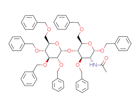 Molecular Structure of 67758-34-3 (N-[(2S,3R,4R,5S,6R)-2,4-Bis-benzyloxy-6-benzyloxymethyl-5-((2R,3R,4S,5R,6R)-3,4,5-tris-benzyloxy-6-benzyloxymethyl-tetrahydro-pyran-2-yloxy)-tetrahydro-pyran-3-yl]-acetamide)