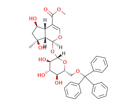 (1S,4aS,5R,7S,7aS)-5,7-Dihydroxy-7-methyl-1-((2S,3R,4S,5S,6R)-3,4,5-trihydroxy-6-trityloxymethyl-tetrahydro-pyran-2-yloxy)-1,4a,5,6,7,7a-hexahydro-cyclopenta[c]pyran-4-carboxylic acid methyl ester