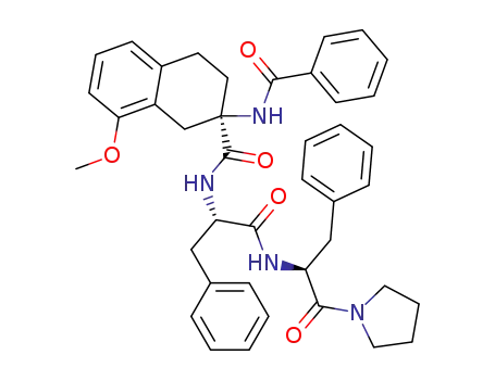 Molecular Structure of 144646-46-8 (N<sup>2.2</sup>-<(R)-2-benzamido-1,2,3,4-tetrahydro-8-methoxynaphthalene-2-carbonyl>-L-phenylalanyl-L-phenylalanine N<sup>1.3</sup>,N<sup>1.3</sup>-(tetramethylene)amide)