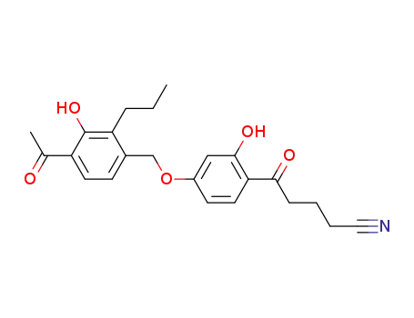 Molecular Structure of 119348-72-0 (5-[4-(4-Acetyl-3-hydroxy-2-propyl-benzyloxy)-2-hydroxy-phenyl]-5-oxo-pentanenitrile)