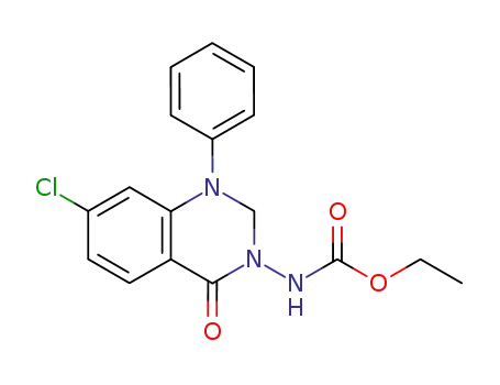 Molecular Structure of 89782-39-8 (Carbamic acid,
(7-chloro-1,4-dihydro-4-oxo-1-phenyl-3(2H)-quinazolinyl)-, ethyl ester)