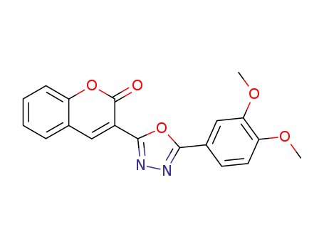 Molecular Structure of 143814-61-3 (2H-1-Benzopyran-2-one,
3-[5-(3,4-dimethoxyphenyl)-1,3,4-oxadiazol-2-yl]-)