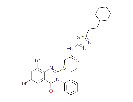 N-[5-(2-Cyclohexyl-ethyl)-[1,3,4]thiadiazol-2-yl]-2-[6,8-dibromo-3-(2-ethyl-phenyl)-4-oxo-3,4-dihydro-quinazolin-2-ylsulfanyl]-acetamide