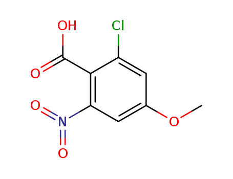 Molecular Structure of 137986-04-0 (Benzoic acid, 2-chloro-4-methoxy-6-nitro-)