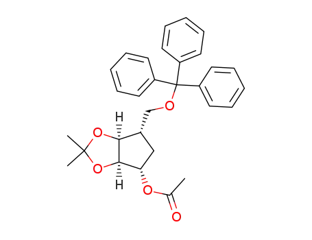 (+/-)-1β-Acetoxy-2α,3α-(isopropylidenedioxy)-4β-(triphenylmethoxymethyl)cyclopentane