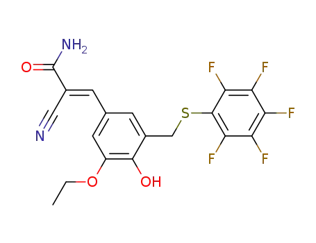 Molecular Structure of 107787-93-9 ((2E)-2-cyano-3-(3-ethoxy-4-hydroxy-5-{[(pentafluorophenyl)sulfanyl]methyl}phenyl)prop-2-enamide)