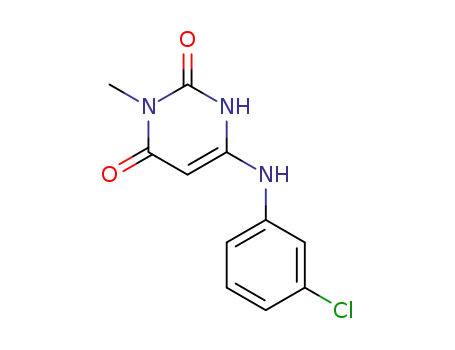 Molecular Structure of 112069-52-0 (2,4(1H,3H)-Pyrimidinedione, 6-[(3-chlorophenyl)amino]-3-methyl-)