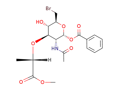 2-acetamido-1-O-benzoyl-6-bromo-2,6-dideoxy-3-O-<D-1-(methoxycarbonyl)ethyl>-α-D-glucopyranose