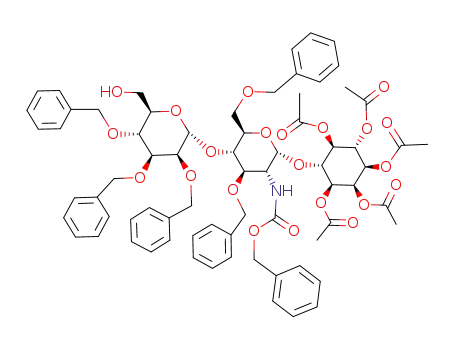 O-(2,3,4-tri-O-benzyl-α-D-mannopyranosyl)-(1-4)-O-(3,6-di-O-benzyl-2-<(benzyloxycarbonyl)amino>-2-deoxy-α-D-glucopyranosyl)-(1-6)-1,2,3,4,5-penta-O-acetyl-D-myo-inositol