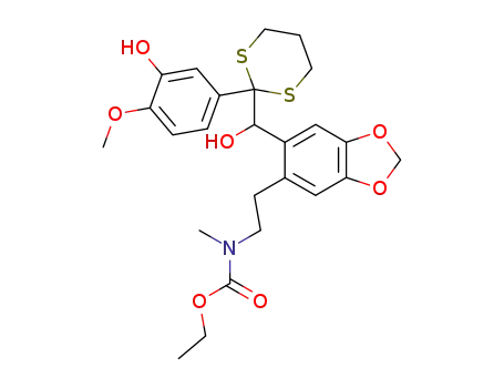 2-hydroxy-2(2-<β-(N-ethoxycarbonyl-N-methyl)aminoethyl>-4,5-methylenedioxyphenyl)-1-(3-hydroxy-4-methyoxyphenyl)ethanone 1,3-propylenedithioacetal