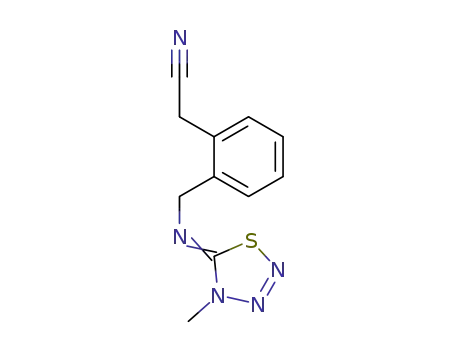 Benzeneacetonitrile,
2-[[(4-methyl-1,2,3,4-thiatriazol-5(4H)-ylidene)amino]methyl]-