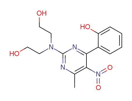 Molecular Structure of 113246-08-5 (Phenol, 2-[2-[bis(2-hydroxyethyl)amino]-6-methyl-5-nitro-4-pyrimidinyl]-)