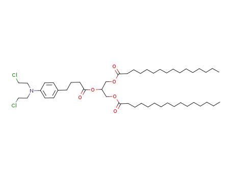 Molecular Structure of 85763-07-1 (1,3-dipalmitoyl-2-(4-(bis(2-chloroethyl)amino)benzenebutanoyl)glycerol)