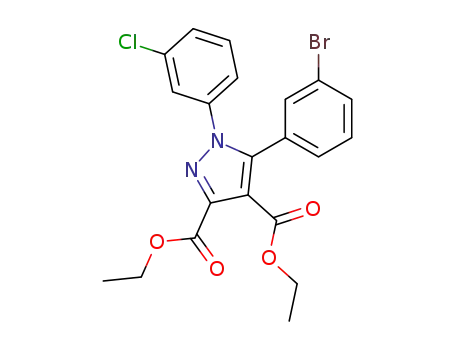 Molecular Structure of 96723-00-1 (diethyl 5-(3-bromophenyl)-1-(3-chlorophenyl)-1H-pyrazole-3,4-dicarboxylate)