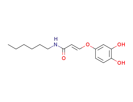 Molecular Structure of 136944-37-1 ((E)-3-(3,4-Dihydroxyphenoxy)-N-hexylpropenamide)