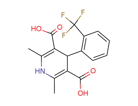 Molecular Structure of 138279-31-9 (3,5-Pyridinedicarboxylic acid,
1,4-dihydro-2,6-dimethyl-4-[2-(trifluoromethyl)phenyl]-)