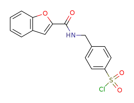 Molecular Structure of 90141-23-4 (4-([(1-BENZOFURAN-2-YLCARBONYL)AMINO]METHYL)BENZENESULFONYL CHLORIDE)