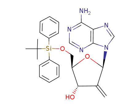 Molecular Structure of 148943-51-5 (9-(5-O-(tert-Butyldiphenylsilyl)-2-deoxy-2-methylene-β-D-erythro-pentofuranosyl)adenine)