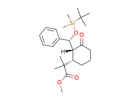 2-{(1S,2R)-2-[(R)-(tert-Butyl-dimethyl-silanyloxy)-phenyl-methyl]-3-oxo-cyclohexyl}-2-methyl-propionic acid methyl ester