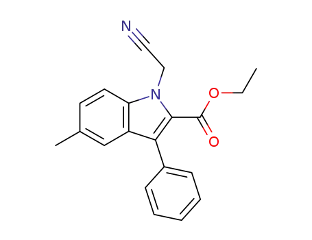 Molecular Structure of 138653-57-3 (1H-Indole-2-carboxylic acid, 1-(cyanomethyl)-5-methyl-3-phenyl-, ethyl
ester)