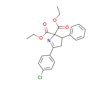 Molecular Structure of 100784-67-6 (2H-Pyrrole-2,2-dicarboxylic acid,
5-(4-chlorophenyl)-3,4-dihydro-3-phenyl-, diethyl ester)