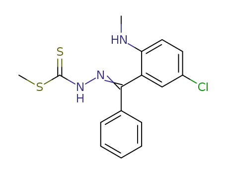Molecular Structure of 105448-10-0 (Hydrazinecarbodithioic acid,
[[5-chloro-2-(methylamino)phenyl]phenylmethylene]-, methyl ester)