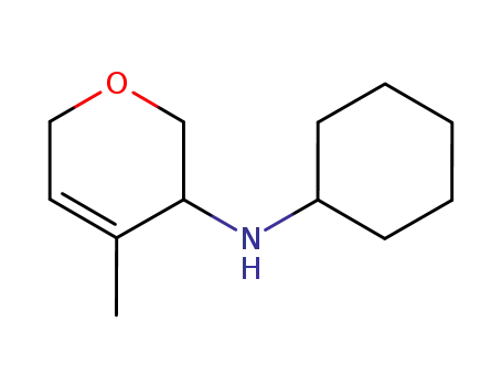 Molecular Structure of 104960-66-9 (2H-Pyran-3-amine, N-cyclohexyl-3,6-dihydro-4-methyl-)
