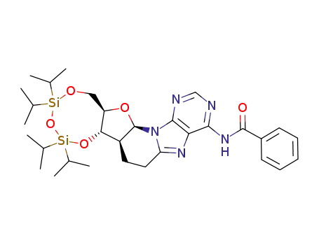 Molecular Structure of 100034-64-8 (N<sup>6</sup>-benzoyl-3',5'-O-(tetraisopropyldisiloxane-1,3-diyl)-2'-deoxy-8,2'-ethanoadenosine)