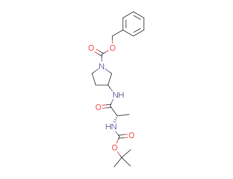 Molecular Structure of 140412-80-2 (3-((S)-2-tert-Butoxycarbonylamino-propionylamino)-pyrrolidine-1-carboxylic acid benzyl ester)