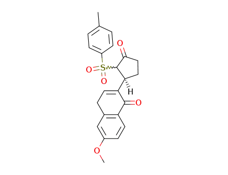 Molecular Structure of 100298-30-4 (6-Methoxy-2-[(S)-3-oxo-2-(toluene-4-sulfonyl)-cyclopentyl]-4H-naphthalen-1-one)