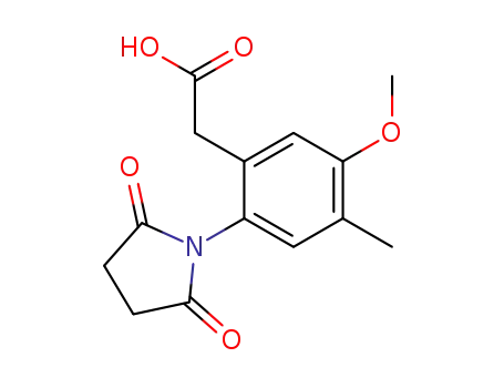 Molecular Structure of 98911-46-7 (2-<2-(2,5-Dioxo-1-pyrrolidinyl)-5-methoxy-4-methylphenyl>essigsaeure)