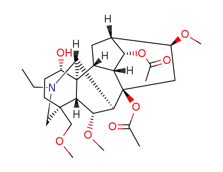 Molecular Structure of 1399-07-1 ((13xi,16beta)-20-ethyl-1-hydroxy-6,16-dimethoxy-4-(methoxymethyl)aconitane-8,14-diyl diacetate)