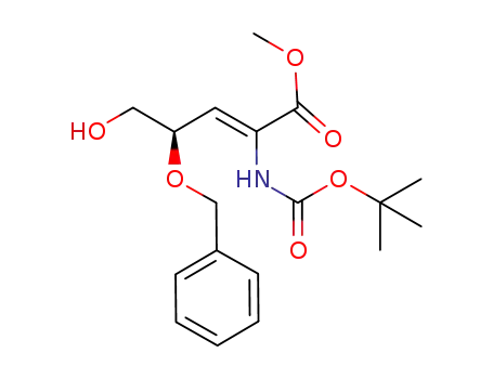 Molecular Structure of 135582-89-7 (methyl (R,Z)-4-benzyloxy-2-tert-butoxycarbonylamino-5-hydroxy-2-pentenoate)