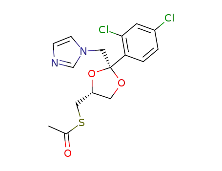 Molecular Structure of 83086-53-7 (cis-<2-(2,4-dichlorophenyl)-2-<(1H-imidazol-1-yl)methyl>-1,3-dioxolan-4-yl>methyl thioacetate)