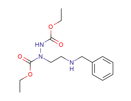 Molecular Structure of 96546-92-8 (1,2-Hydrazinedicarboxylic acid, 1-[2-[(phenylmethyl)amino]ethyl]-,
diethyl ester)