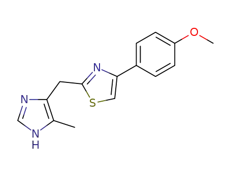 Molecular Structure of 129486-28-8 (4-(4-methoxyphenyl)-2-<<4(5)-methyl-5(4)-imidazolyl>methyl>thiazole)