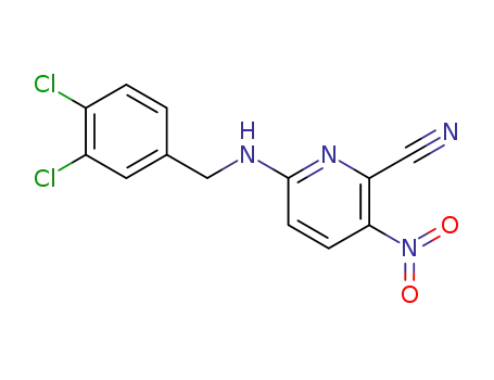 Molecular Structure of 93683-74-0 (6-(3,4-Dichloro-benzylamino)-3-nitro-pyridine-2-carbonitrile)