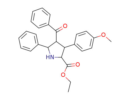 Molecular Structure of 111396-04-4 (4-Benzoyl-3-(4-methoxy-phenyl)-5-phenyl-pyrrolidine-2-carboxylic acid ethyl ester)