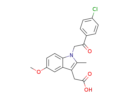 Molecular Structure of 106314-72-1 ({1-[2-(4-chlorophenyl)-2-oxoethyl]-5-methoxy-2-methyl-1H-indol-3-yl}acetic acid)
